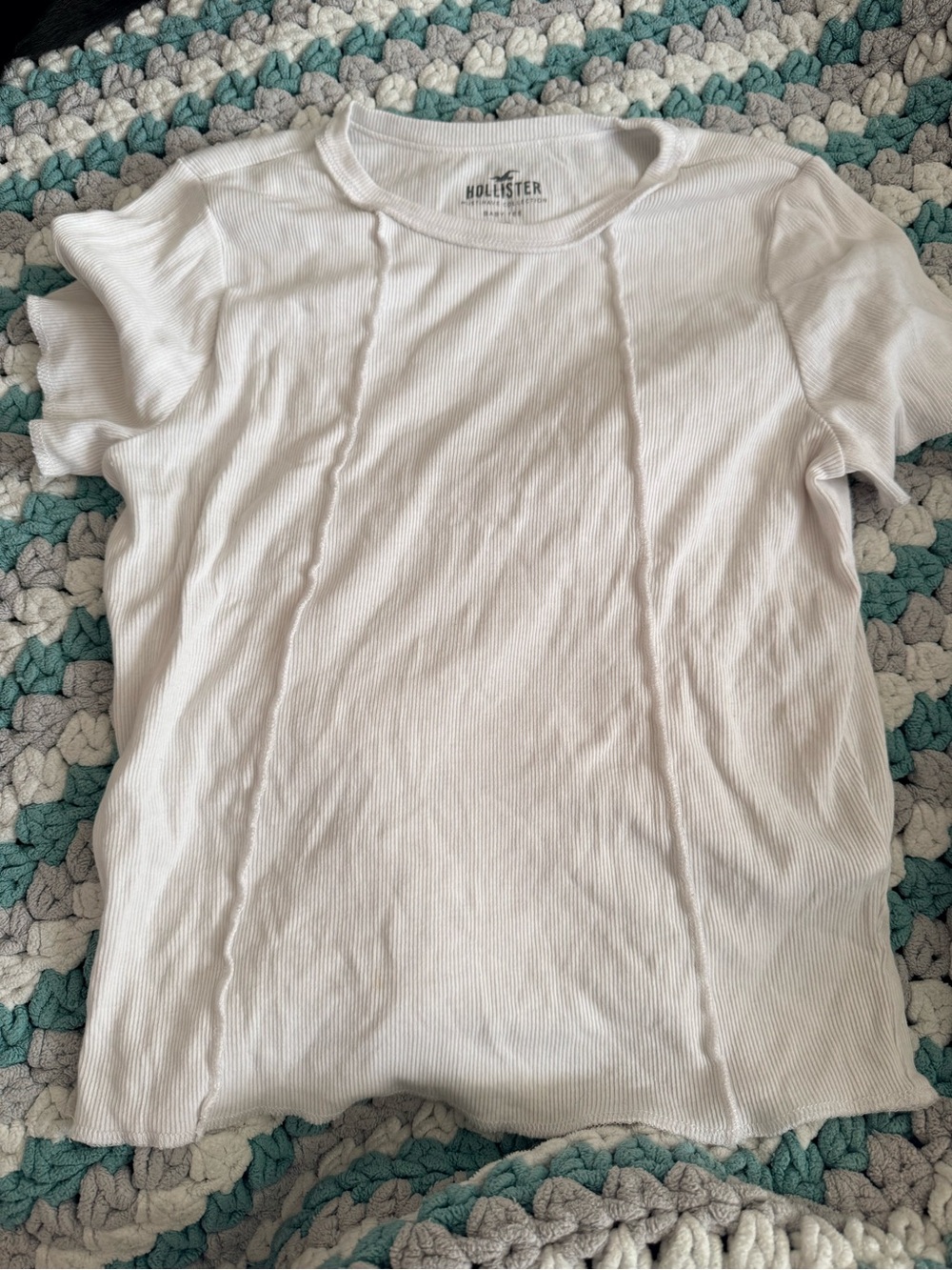 Hollister White Ribbed Baby Tee